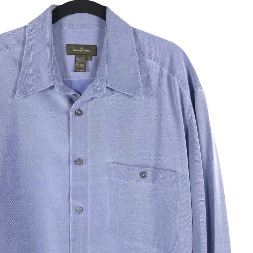 Ermenegildo Zegna ITALY🇮🇹MADE Dress Shirt Chambray Long Sleeve Button Up LARGE